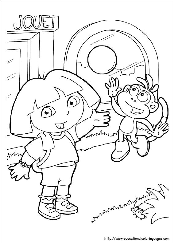 Tô màu bé Dora và chú khỉ tinh nghịch